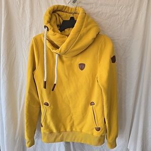 Wanakome Hoodie Sweatshirt Artemis Honey Yellow Gold Cowl Neck Sz S Heavyweight